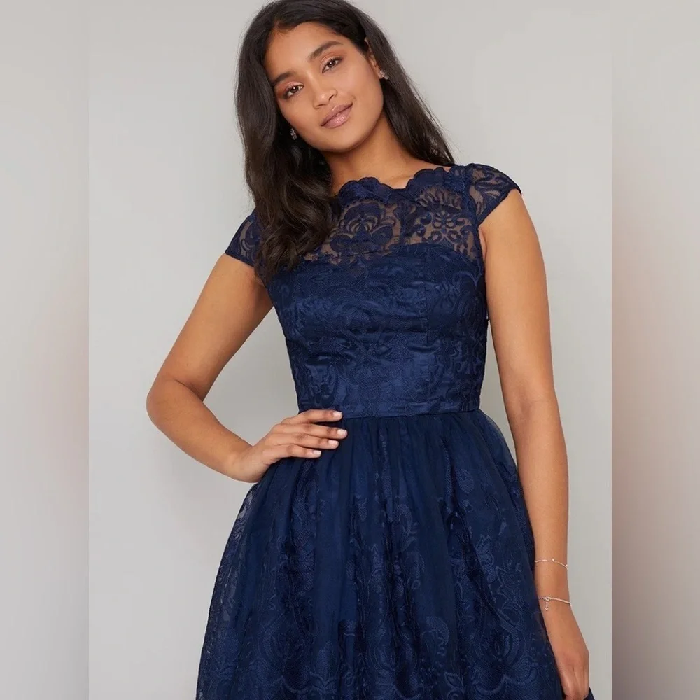 CAP SLEEVE BAROQUE STYLE TEA DRESS NEW - Picture 2 of 9